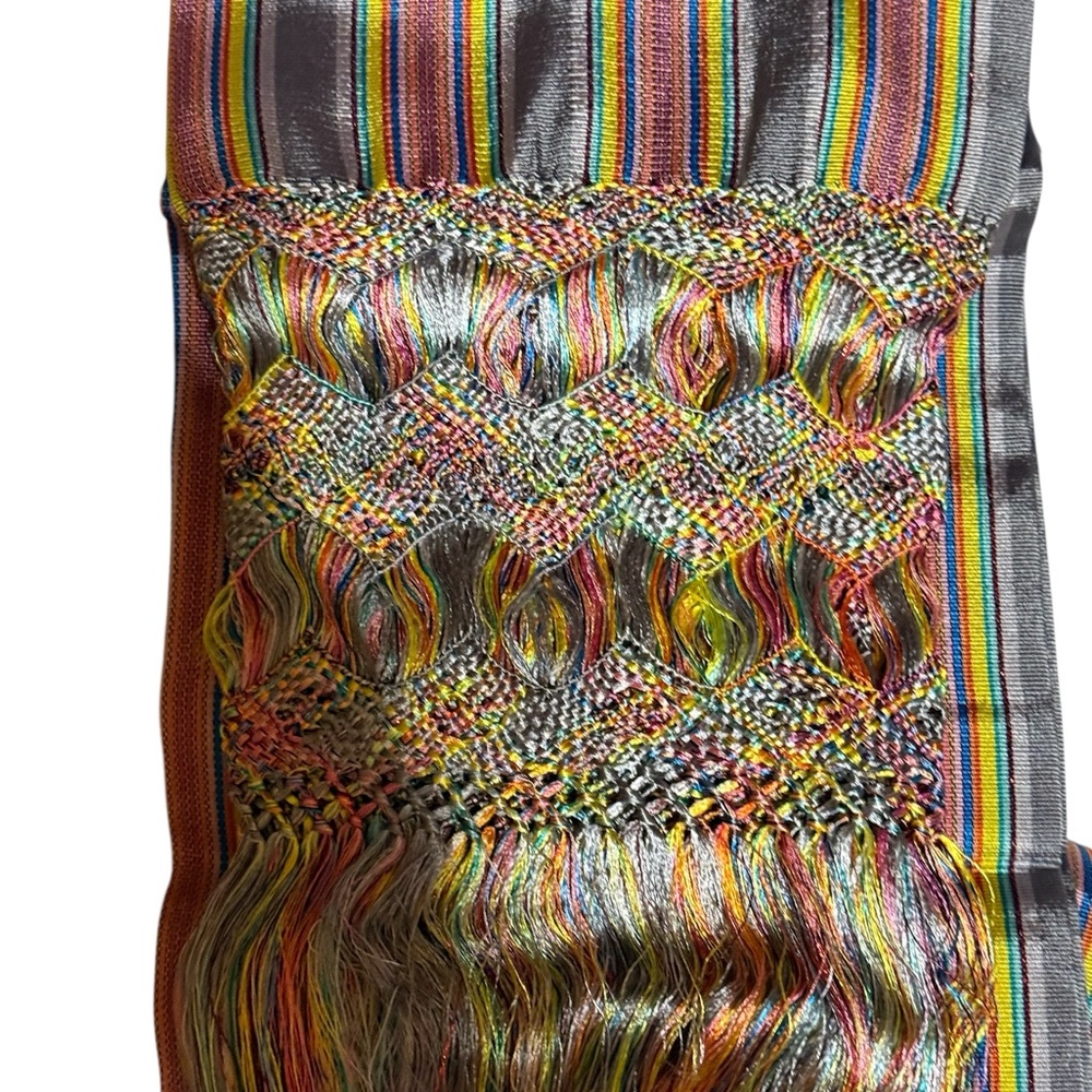 Mexican Shawl, Mexican Pashmina, Striped Shawl, Handcrafted Shawl, Rebozo - Picture 14 of 16